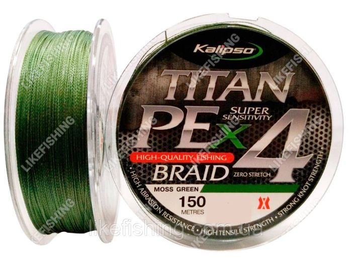 Шнур 0.18 мм 13.2 кг 150 м Kalipso Titan PE 4 Green