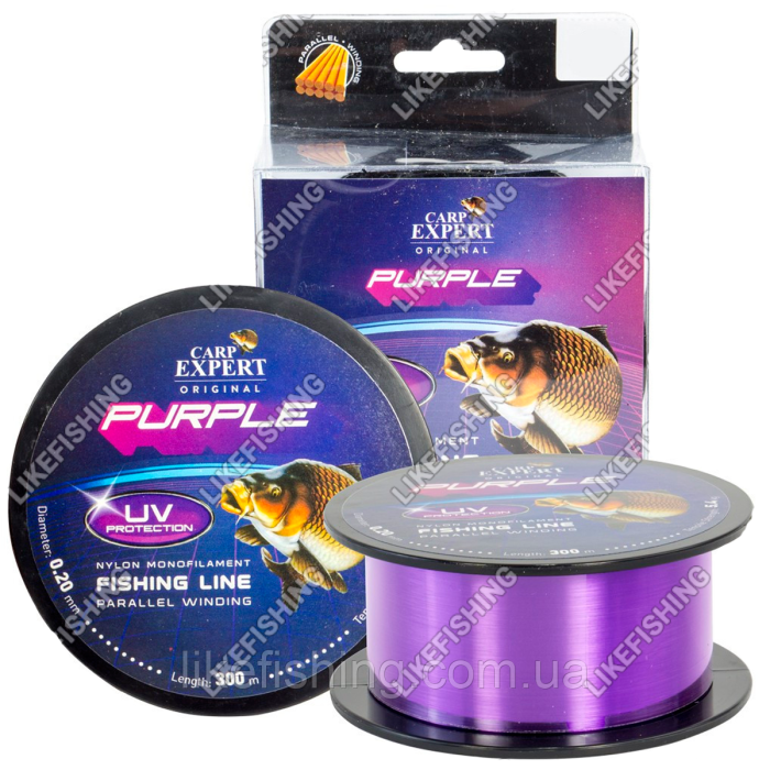 Леска 0.25 мм 300 метров 8.9 кг Carp Expert UV Purple