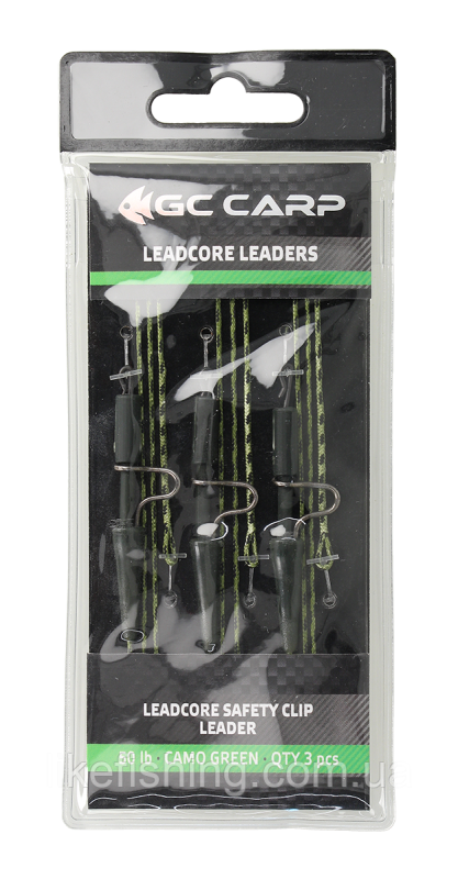 Оснастка GC Leadcore Safety Clip Leader Camo Green 50 lb 3 шт