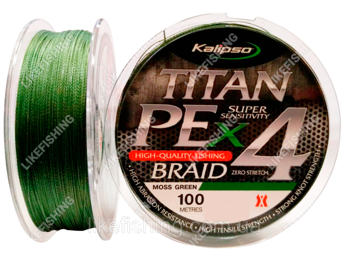 Шнур 0.12 мм 7.5 кг 100 м Kalipso Titan PE x 4 Green