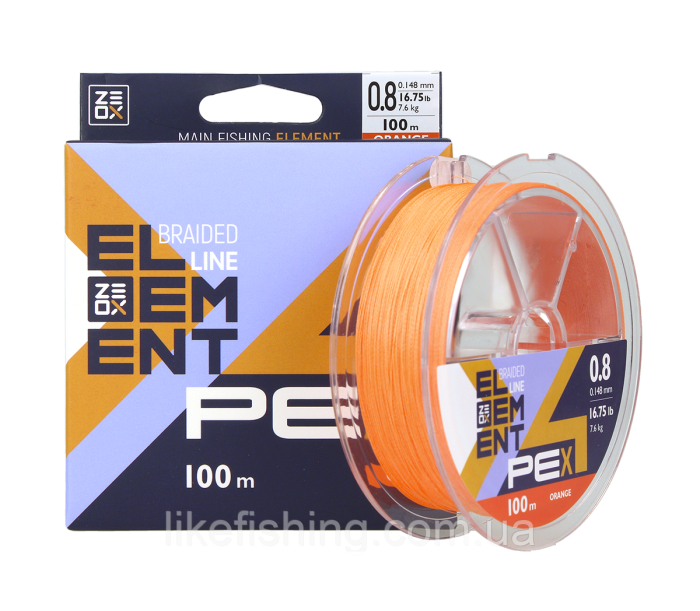 Шнур 1.5 PE 100 м Zeox Element X4 OR