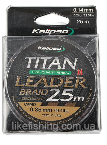 Шнур 0.14 мм 25 м Kalipso Titan Leader Braid Camo