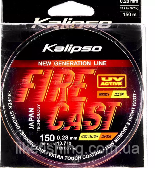 Леска Kalipso Fire Cast FYO 150 m 0.28 mm double color