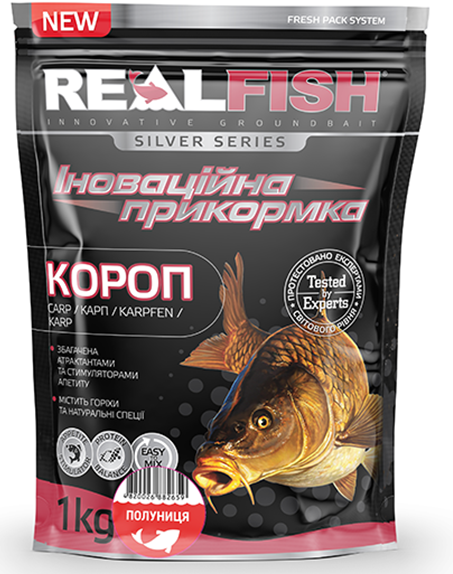 Прикормка RealFish карп клубника 1 кг