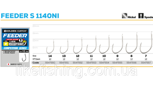Крючок GC Feeder S 1140NI №8 (12шт)