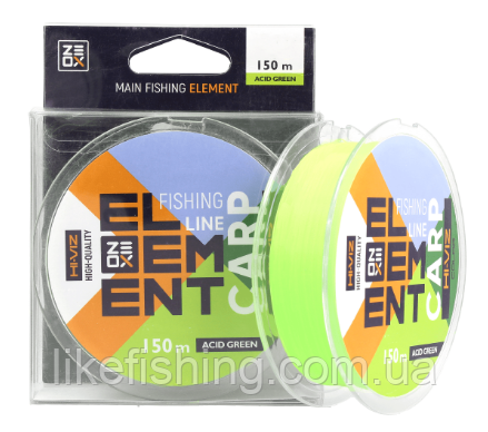 Леска 150 м 0.350 мм ZEOX Hi-Viz Element Carp Acid Green