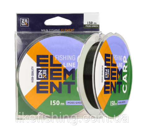 Леска 150 м 0.350 мм ZEOX Element Carp Line Moss Green
