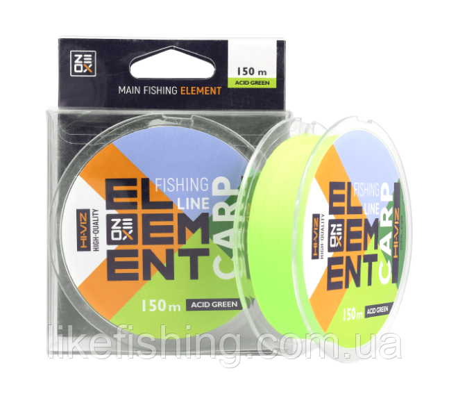 Лісочка 150 м 0.330 мм ZEOX Hi-Viz Element Carp Acid Green
