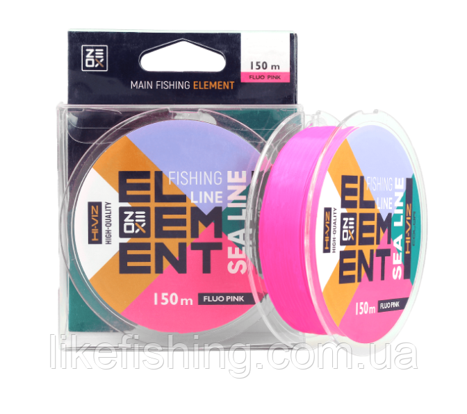 Леска 150 м 0.350 мм ZEOX Hi-Viz Element Sea Fluo Pink