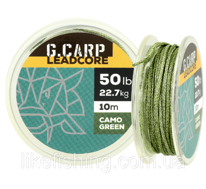 Лидкор без свинца GC G.Carp Leadcore 10м 50lb Caмo Green