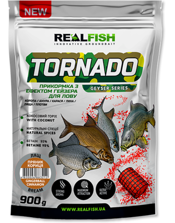 Прикормка RealFish Tornado лящ пряник-корица 900 г