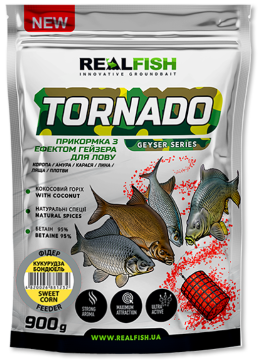 Прикормка RealFish Tornado фидер кукуруза бондюэль 900 г