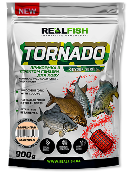 Підгодовування RealFish Tornado линь карась марципан 900 г