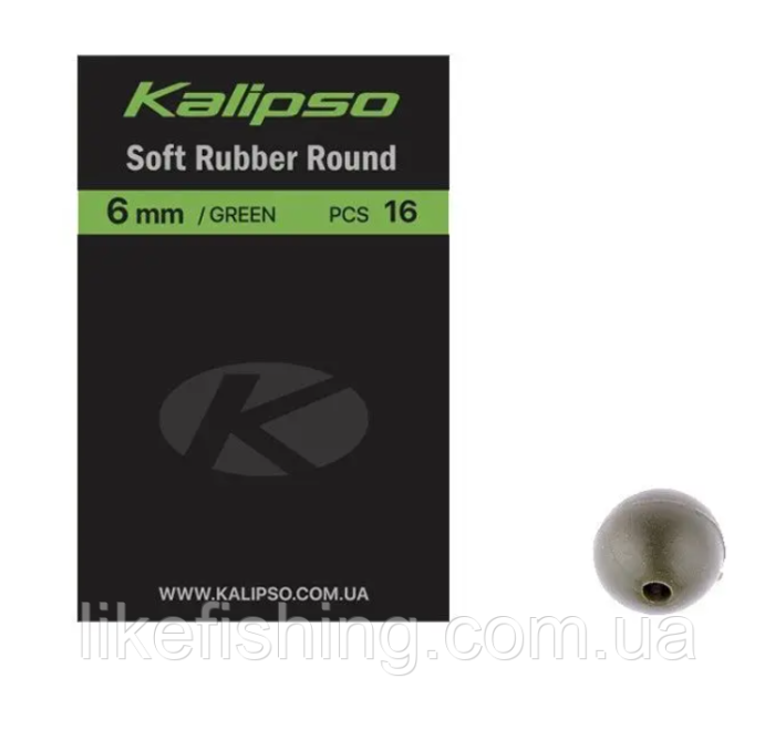 Намистинка Kalipso Soft rubber round 6мм (16шт) green