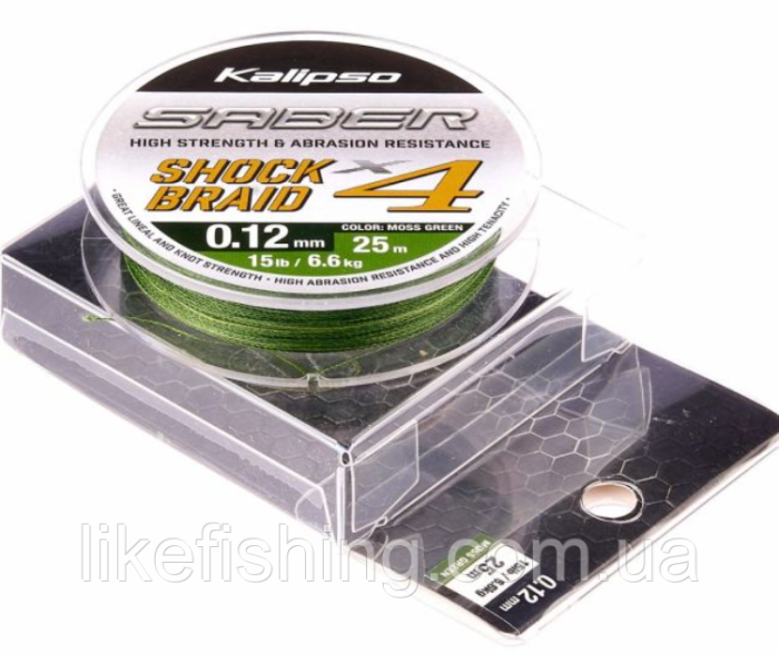 Шок лидер 25m 0.14мм Kalipso Saber Shock Braid X4 MG