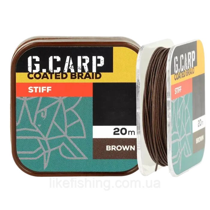 Поводочний матеріал в обплетенні GC G. Carp Coated Braid Stiff 20м 25lb Brown