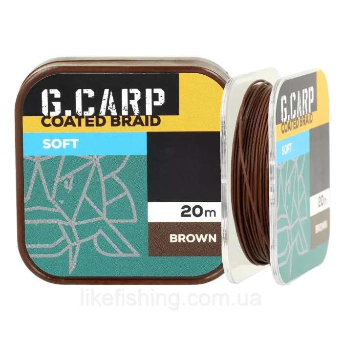 Поводочный материал в оплетке GC G.Carp Coated Braid Soft 20м 15lb Brown