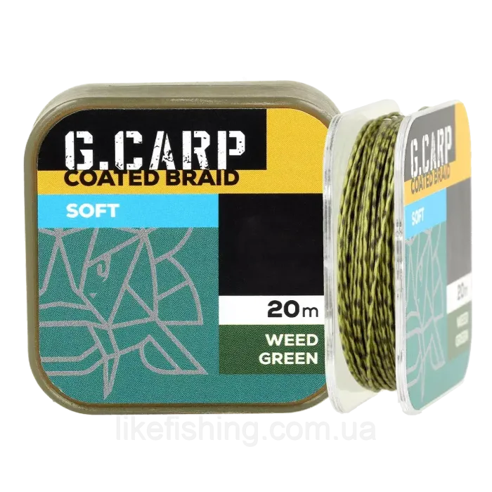 Поводочний матеріал в обплетенні GC G.Carp Coated Braid Soft 20м 25lb Weed Green