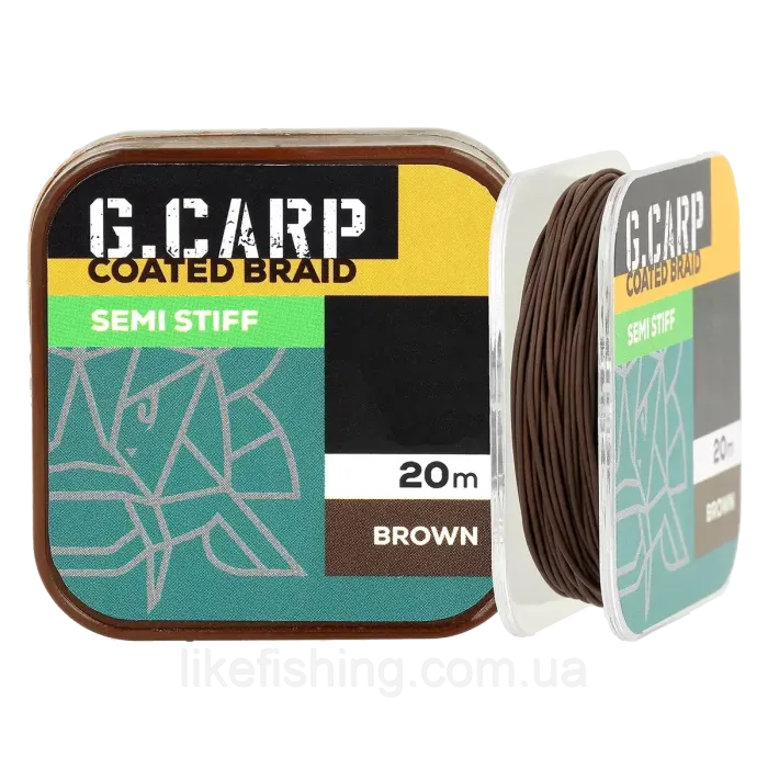 Поводочний матеріал в обплетенні GC G.Carp Coated Braid Semi Stiff 20м 25lb Brown