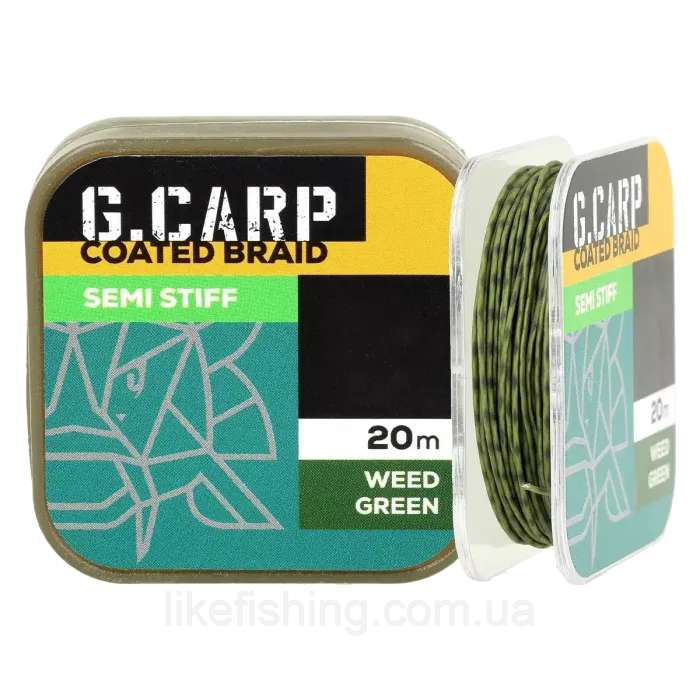 Поводочний матеріал в обплетенні GC G. Carp Coated Braid Semi Stiff 20м 35lb Weed Green
