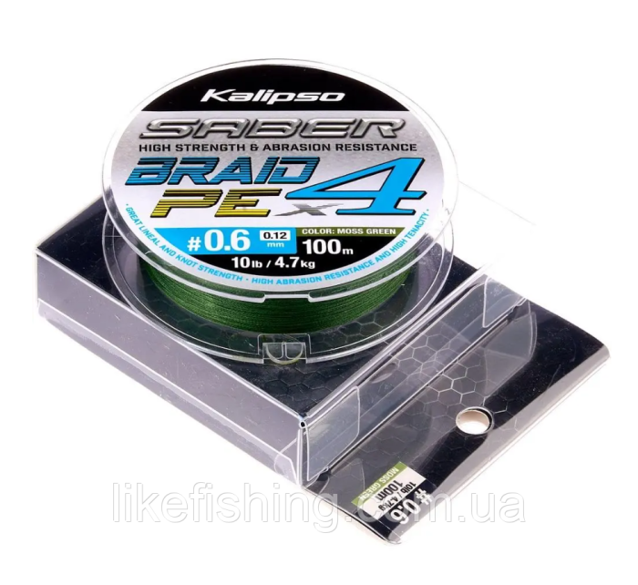 Шнур Kalipso Saber X4 100м PE1.2 Moss Green
