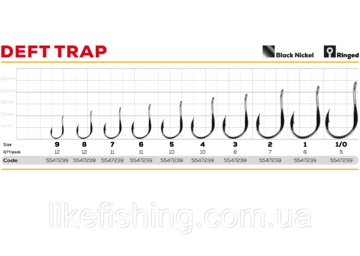 Крючок №8 (12шт) GC Deft Trap
