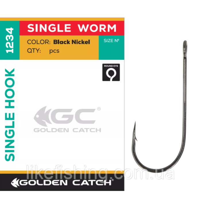 Крючок №1/0 (5шт) GC Single Worm 1234BN