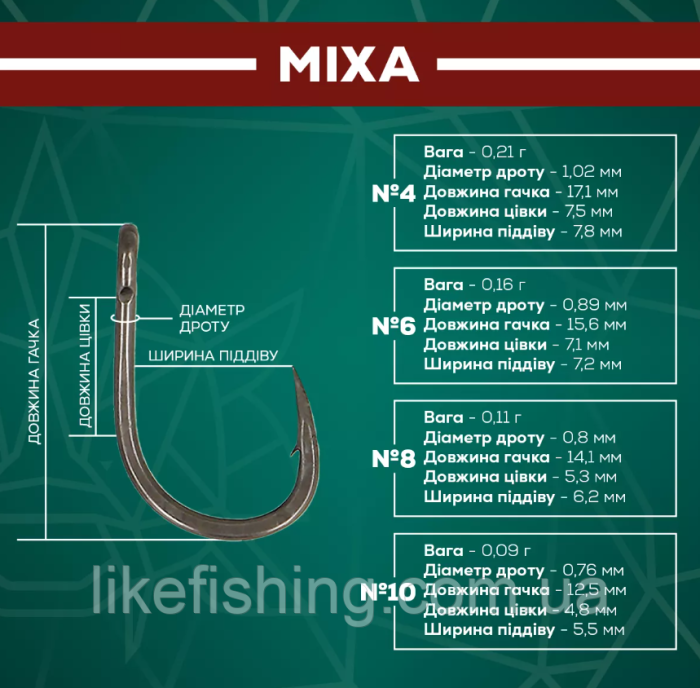 Крючок №8 (10шт) GC G.Carp Mixa TF