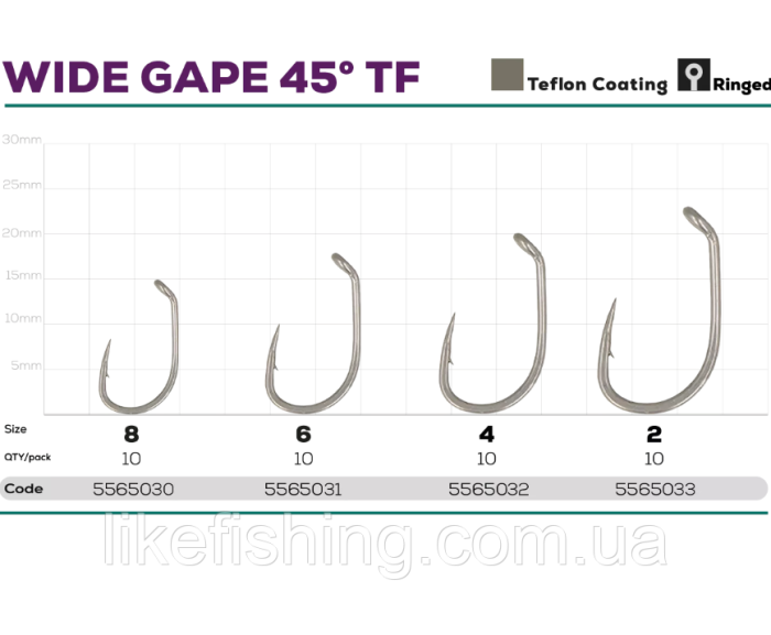 Крючок №6 (10шт) GC G.Carp Wide Gape 45° TF