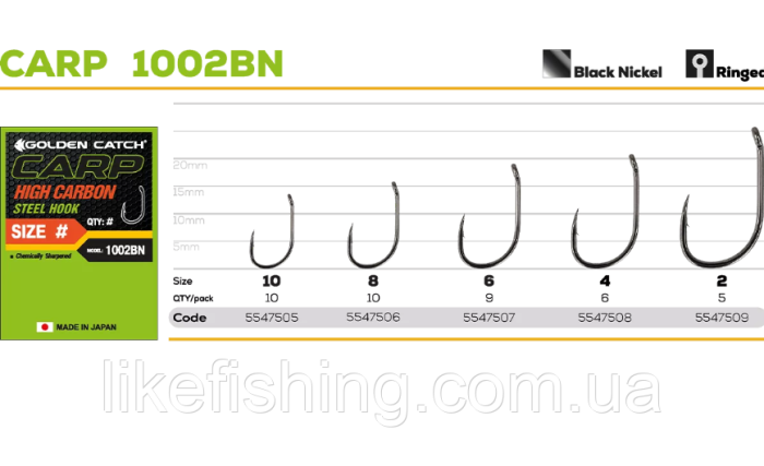 Крючки Golden Catch Carp 1002BN №6