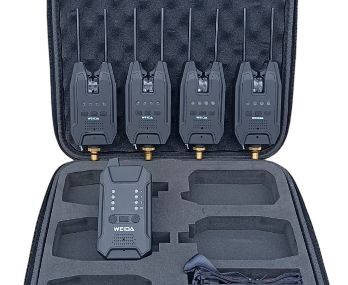 Набор сигнализаторов поклевки 4+1 Weida CF02-4 с боковыми фиксаторами удилища