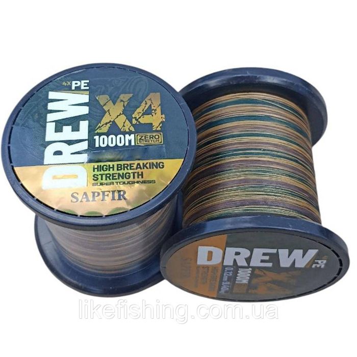 Шнур 0.35 мм 1000 м 33.6 кг Drew Sapfir X4