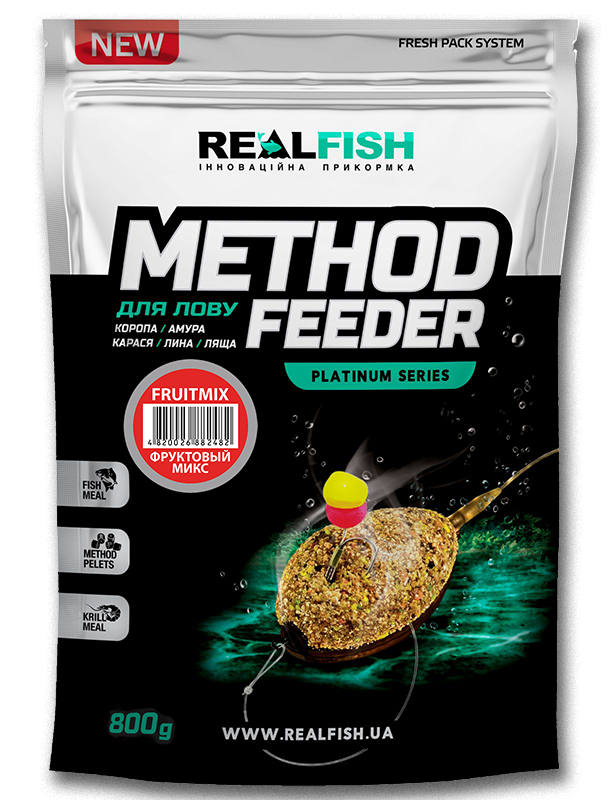 Прикормка Realfish Метод Фидер Фруктовый микс 800 г