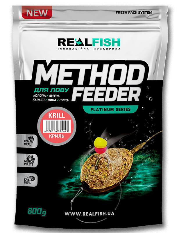 Прикормка Realfish Метод Фидер Криль 800 г