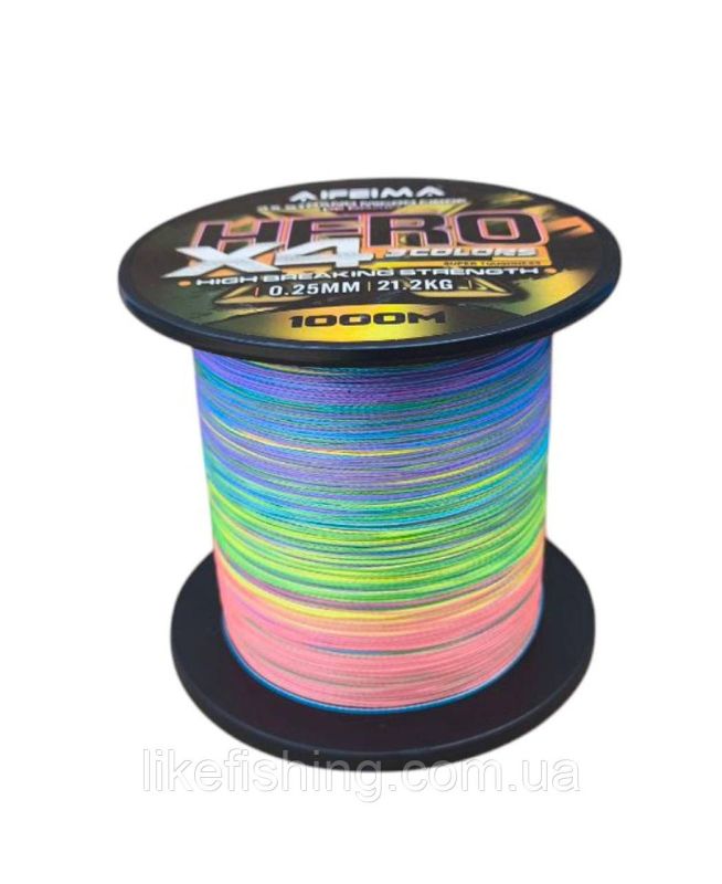 Шнур рыболовный 0.18 мм 1000 м 14.6 кг Hero X4 Feima 3 Colors