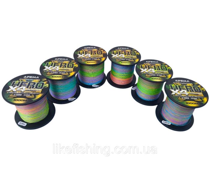 Шнур рибальський 0.20 мм 1000 м 16.7 кг Hero X4 Feima 3 Colors