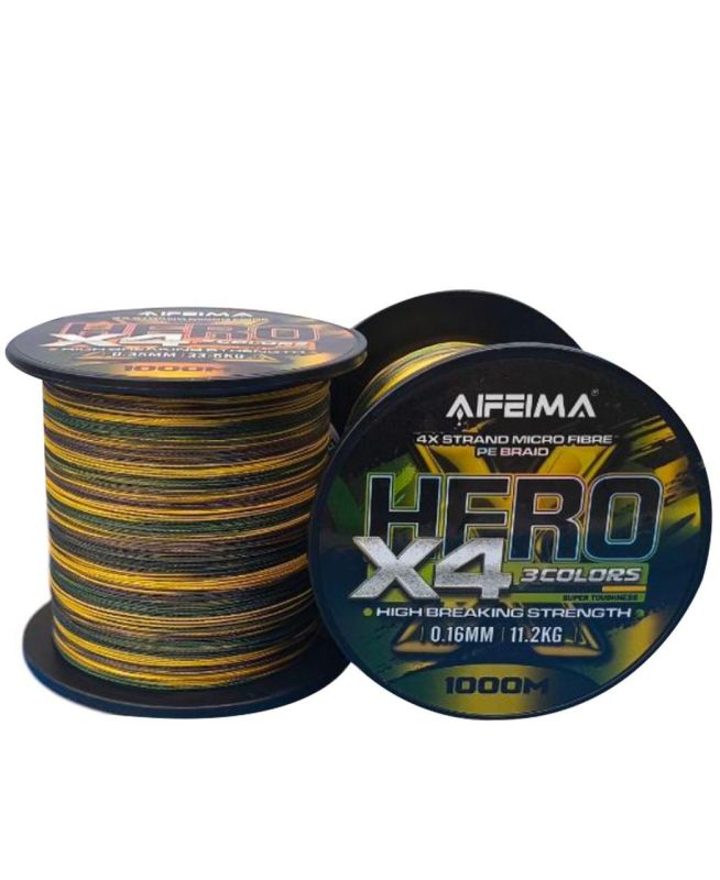Шнур рыболовный 0.18 мм 1000 м 14.6 кг Hero X4 Feima 3 Colors