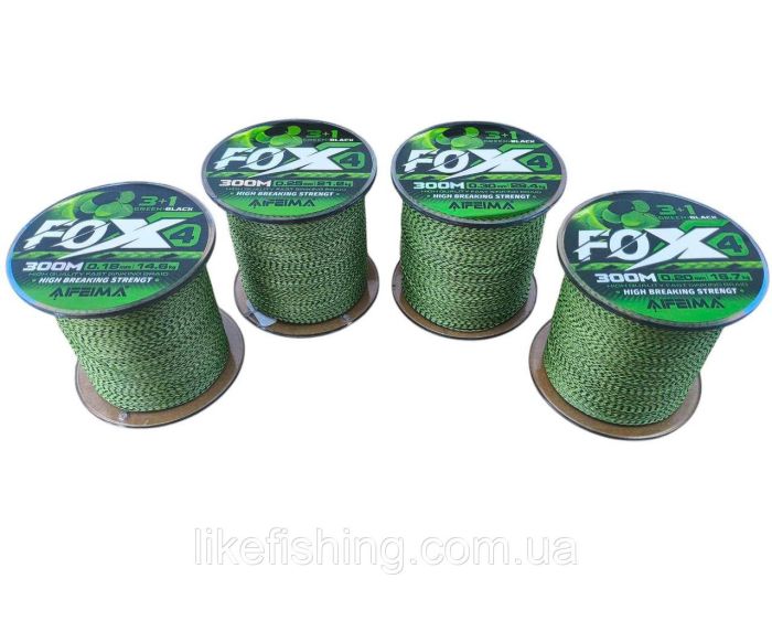 Шнур рыболовный 0.30 мм 300 м 29.4 кг X4 FOX Feima