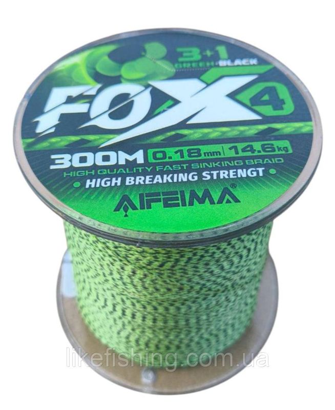 Шнур рыболовный 0.25 мм 300 м 21.2 кг X4 FOX Feima
