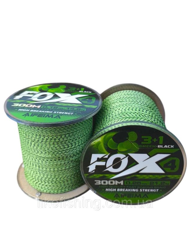 Шнур рыболовный 0.16 мм 300 м 11.2 кг X4 FOX Feima