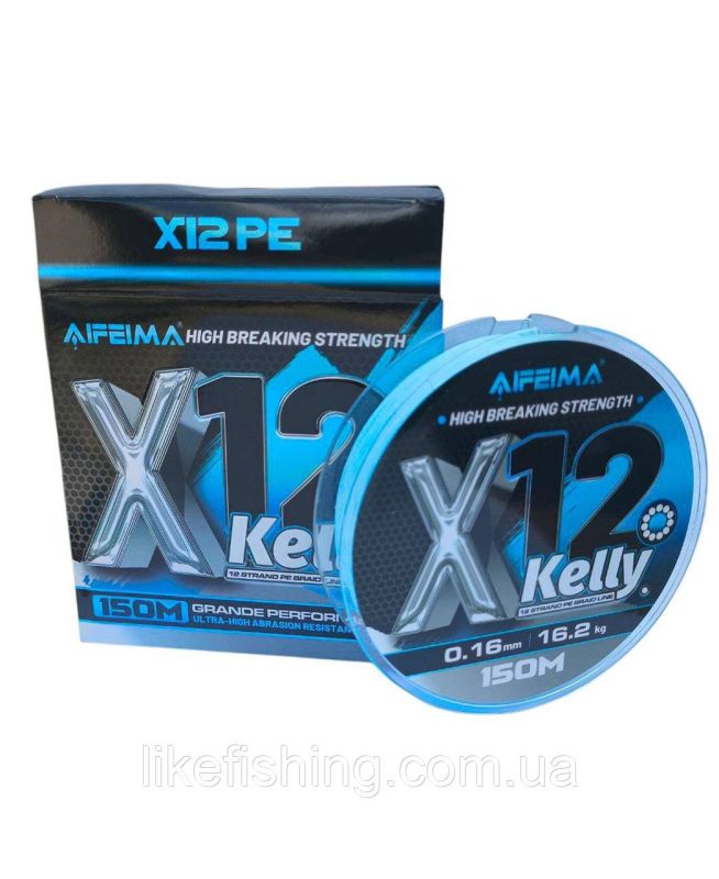 Шнур рыболовный 0.10 мм 150 м 11 кг Х12 PE Kelly Feima