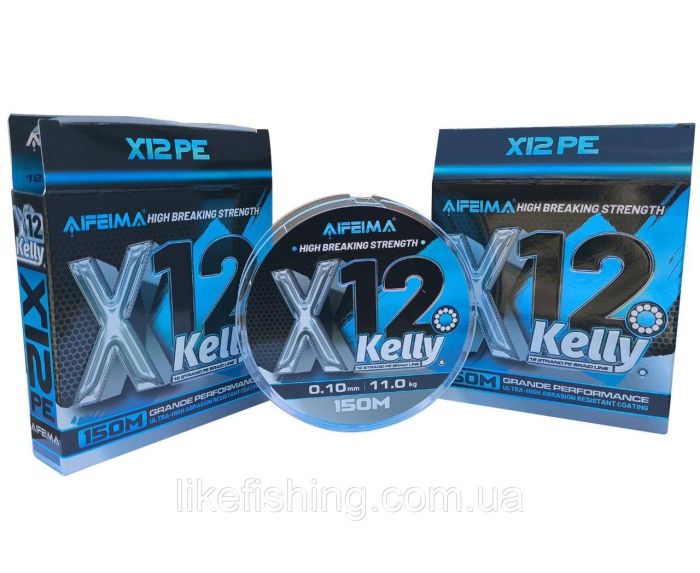 Шнур рыболовный 0.16 мм 150 м 16.2 кг Х12 PE Kelly Feima