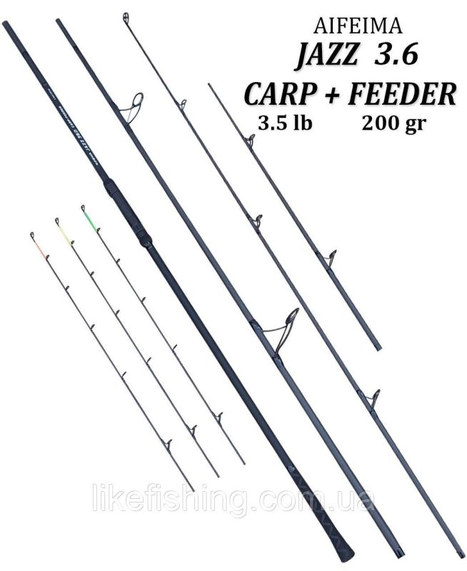 Вудлище 2в1 коропове - фідерне 3.6 м тест 3.5lb - 200г Jazz Aifeima