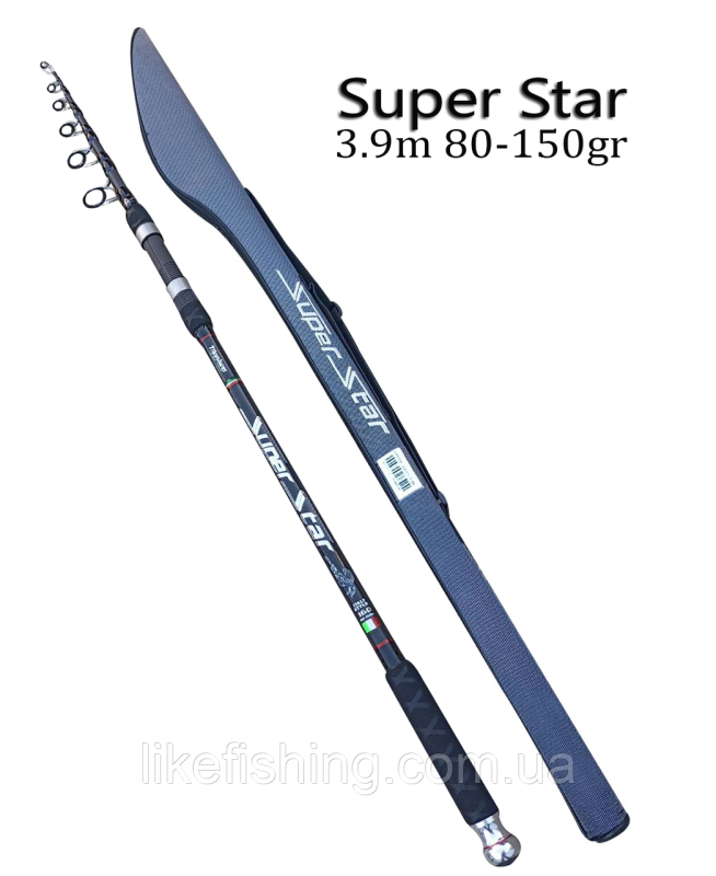 Вудлище телескоп 3.9 м 80-150 г Super Star Manlures з напівжорстким чохлом