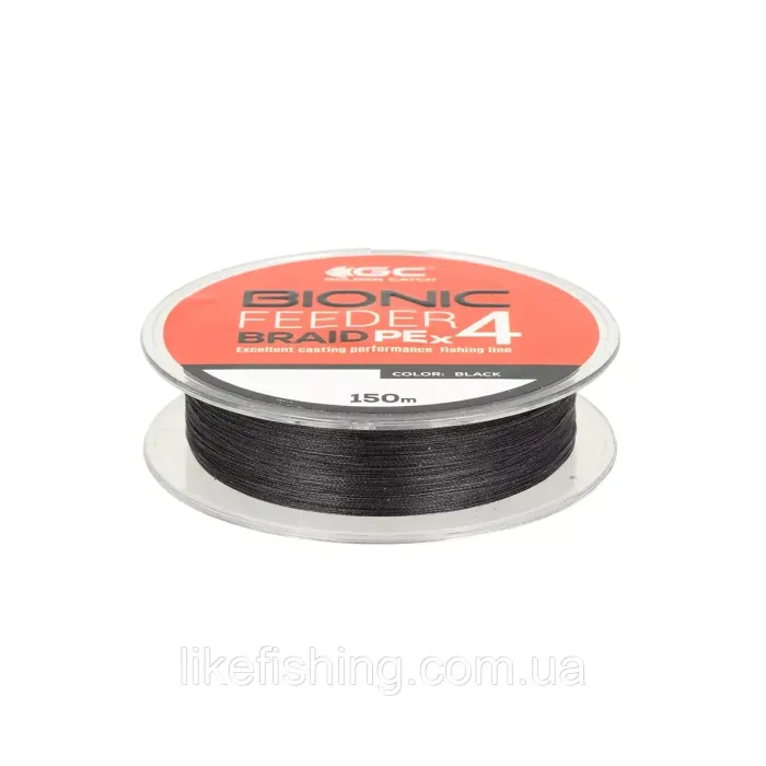 Шнур 0.128 мм 150 м PE 0.6 GC Bionic Feeder x4 Black