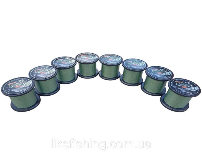 Шнур 0.20 мм 1000 м 16.7 кг Mifine PE X4 Fine Braid Nihonto Green