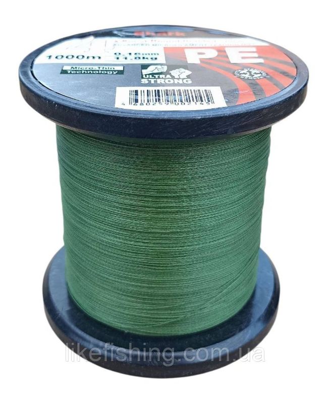 Шнур 0.16 мм 1000 м 11.8 кг Shark PE X4 Super Round Braided - Line