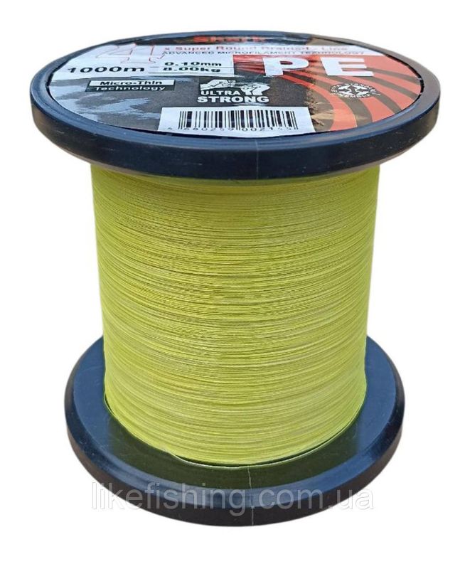 Шнур 0.10 мм 1000 м 8 кг Shark PE X4 Super Round Braided - Line