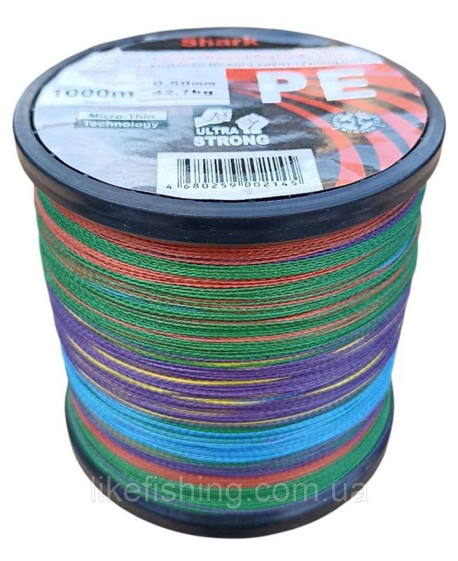 Шнур 0.50 мм 1000 м 42.7 кг Shark PE X4 Super Round Braided - Line