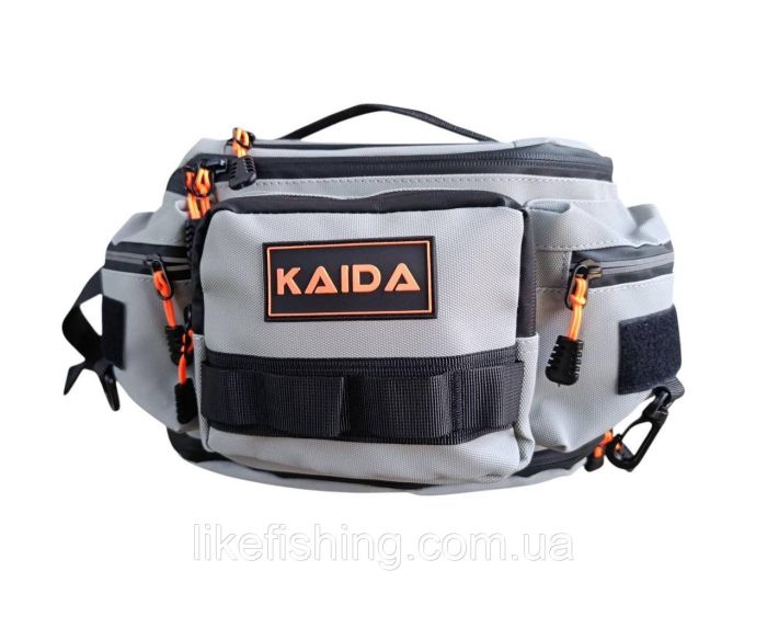 Сумка спиннингиста поясная Kaida PX106 серая
